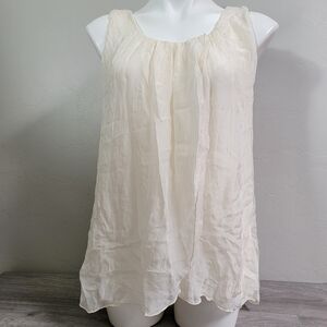 Bella Umbra Cream Tank Top Silk Asymetrical Size S‎ Lightweight Breezy Waterfall